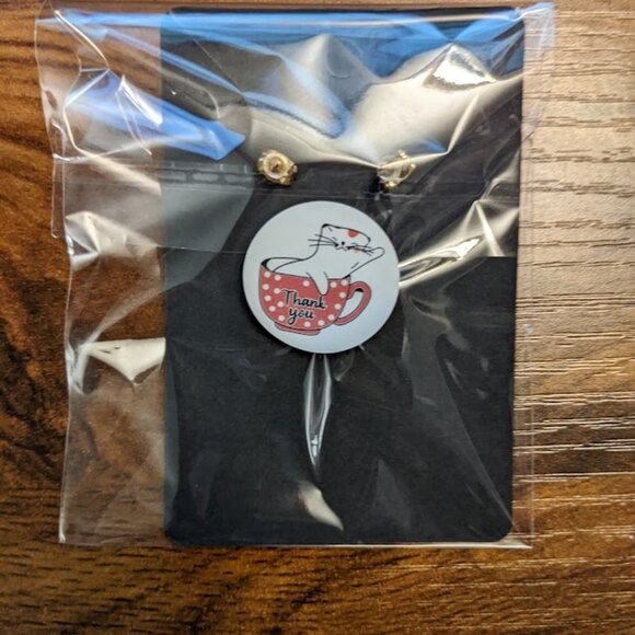 Grey Cat Earrings w/ Smokey Purple Czech Glass accents - Picture 5 of 7